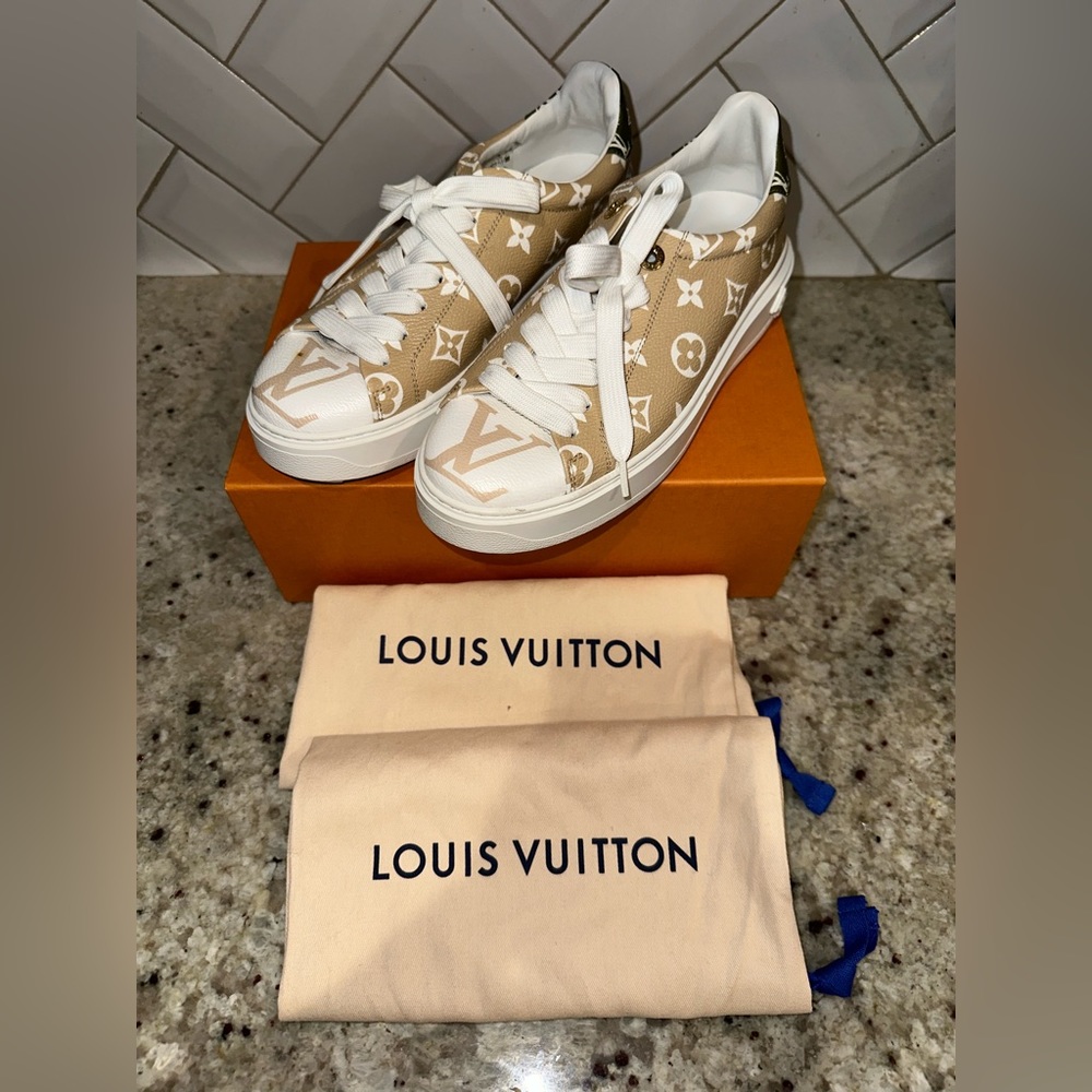 Louis Vuitton Tan and White Sneakers